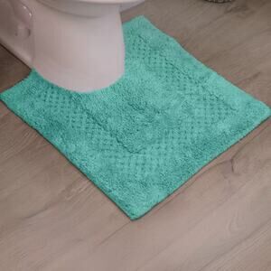 20"x20" Classy Bathmat Collection Aqua Cotton Tufted Bath Rug - Home Weavers